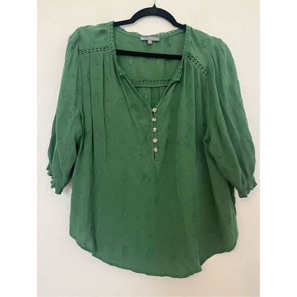 Wit & Wisdom 1/2 Sleeve Embroidered Eyelet Blouse - Picture 1 of 5